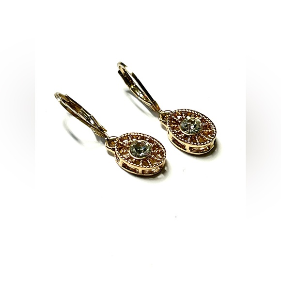 Vintage Gold Earrings with Crystal Accents - Picture 3 of 6